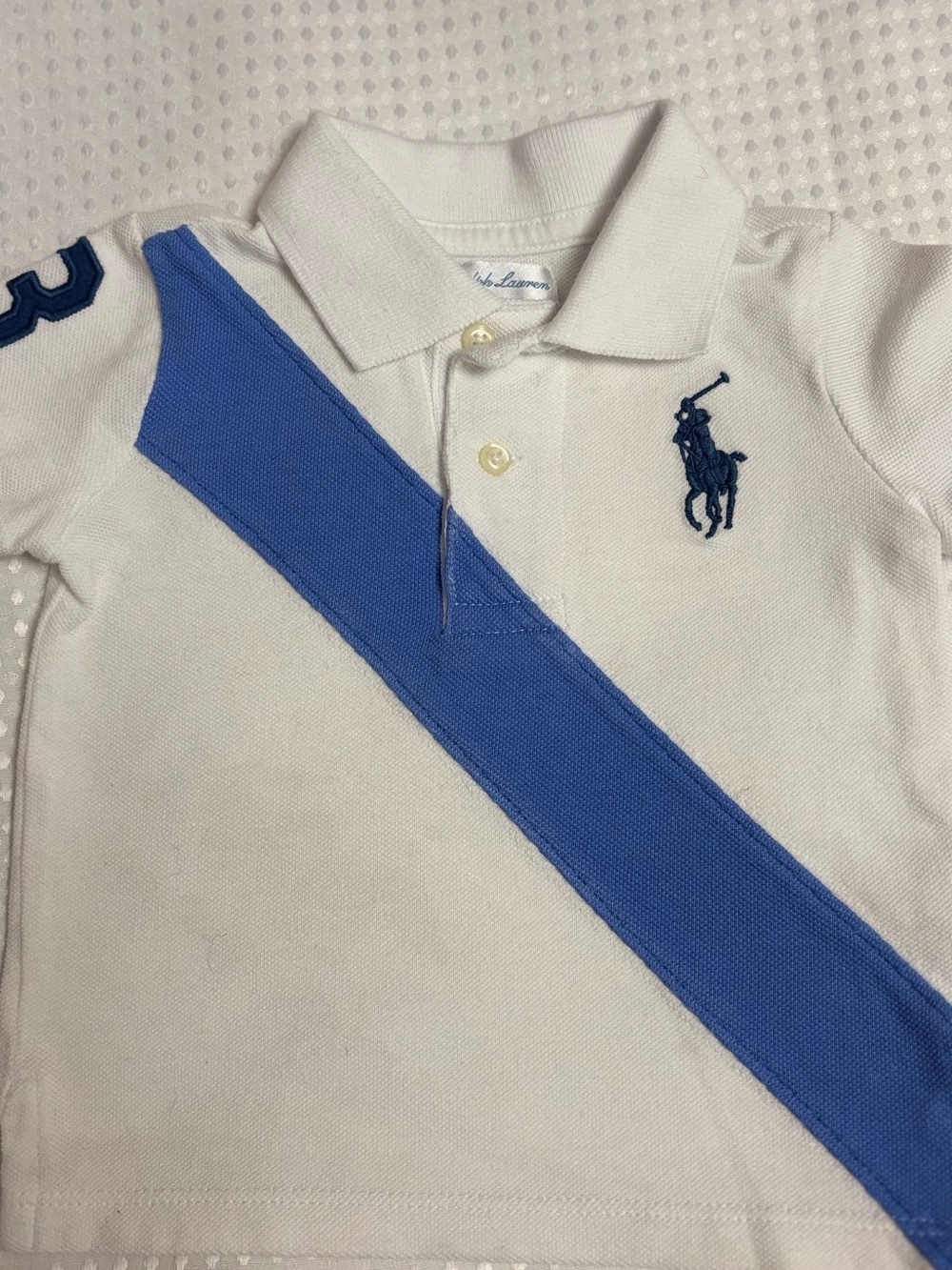 Ralph Lauren White & Blue Polo Shirt for 9 months, baby - Picture 2 of 5